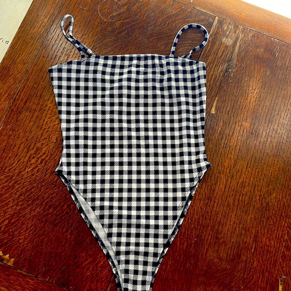 Navy and white checkered bodysuit Size small!